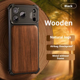 Military-Grade Wooden Shockproof Magsafe Frameless Wireless Charging Case for iPhone 17 Series