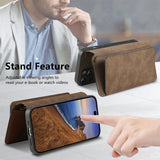 2024 Zipper Cards Solt Wallet Leather 2 in 1 Wireless Charging Case For iPhone 15 14 13 12 Series