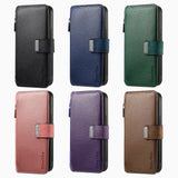 2024 Zipper Cards Solt Wallet Leather 2 in 1 Wireless Charging Case For iPhone 15 14 13 12 Series