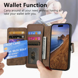 2024 Zipper Cards Solt Wallet Leather 2 in 1 Wireless Charging Case For iPhone 15 14 13 12 Series