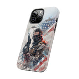 Military Personnel With Gun High Quality Tough Phone Case for iPhone 15 14 13 12 Series