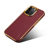 Luxury Leather Electroplated Camera Bumper Shockproof Case For iPhone 15 Series