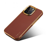 Luxury Leather Electroplated Camera Bumper Shockproof Case For iPhone 15 Series