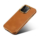 Luxury Leather Electroplated Camera Bumper Shockproof Case For iPhone 15 Series