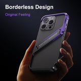 S-shaped Aluminum Alloy Hidden Stand Rimless Case For iPhone 16 15 14 Series