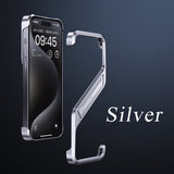 S-shaped Aluminum Alloy Hidden Stand Rimless Case For iPhone 16 15 14 Series