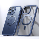 Luxury Magnetic Stand 360° Rotation Ring Holder Transparent Matte Case For iPhone 16 15 14 Series