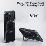 Z-shaped Aluminum Alloy 360 Rotation Ring Case For iPhone 16 15 14 Series