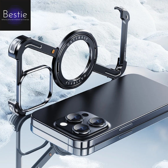 2024 Unique Design Z Shape Metal Magnetic Bumper 360° Rotation Holder Phone Case for iPhone 15 Series