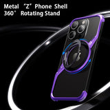 Z-shaped Aluminum Alloy 360 Rotation Ring Case For iPhone 16 15 14 Series