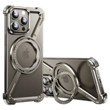 2024 Unique Design Z Shape Metal Magnetic Bumper 360° Rotation Holder Phone Case for iPhone 15 Series