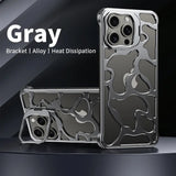 2024 Luxury Heat Dissipation Metal Magnetic Lens Ring Stand Frameless Phone Case for iPhone 15 14 13 Series