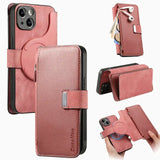 2024 Zipper Cards Solt Wallet Leather 2 in 1 Wireless Charging Case For iPhone 15 14 13 12 Series