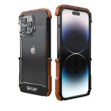 2024 Unique Ultra Thin Aluminum Wood Frame Case for iPhone 15 14 13 Series
