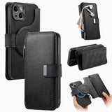 2024 Zipper Cards Solt Wallet Leather 2 in 1 Wireless Charging Case For iPhone 15 14 13 12 Series