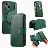 2024 Zipper Cards Solt Wallet Leather 2 in 1 Wireless Charging Case For iPhone 15 14 13 12 Series