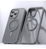 Luxury Magnetic Stand 360° Rotation Ring Holder Transparent Matte Case For iPhone 16 15 14 Series