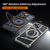 Aluminum Alloy Metal Hollow Magnetic Stand Phone Case For iPhone 16 15 14 Series