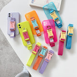 Clear Fluorescent Wristband Holder Lanyard Rope Cord Case For iPhone 12 11 Series
