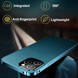 Hidden Buckle 360 Degree Full Protect PU Leather Tempered Glass Meta Case for iPhone 12 Series