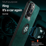 Luxury Leather Magnetic Holder Metal Ring Bracket Phone Case For iPhone 12 Series