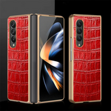 Luxury Plating Leather Shockproof Case With Camera Protection For Samsung Galaxy Z Fold 4 3