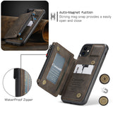 Luxury Retro Fashion Leather Zipper Wallet Flip Phone Case For iPhone 13 12 11 Series