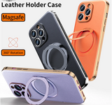 Genuine Leather Magsafe Lens Protection Magnetic Holder Case For iPhone 14 13 12 series