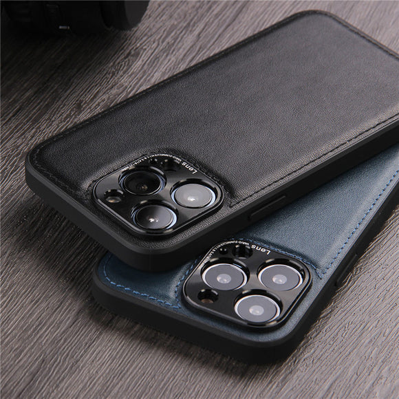 Solid Color PU Leather Camera Protection Case for iPhone 13 12 11 Series