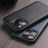 Solid Color PU Leather Camera Protection Case for iPhone 13 12 11 Series