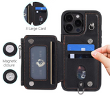 Crossbody Lanyard Flip Leather Zipper Wallet Card Slots Case For iPhone 15 14 13 12 series