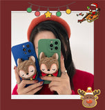 Winter Plush Cartoon Elk Doll Bowknot Soft Silicone Candy Color Case For iPhone 13 12 11 Series