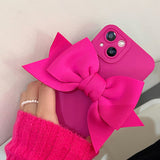 Fluorescence 3D Bow Matte Silicone Camera Protection Case for iPhone 13 12 11 Pro Max Mini