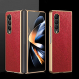 Luxury Plating Leather Shockproof Case With Camera Protection For Samsung Galaxy Z Fold 4 3