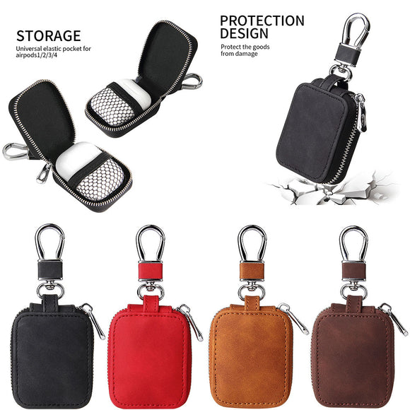 Luxury Leather Earphone Cases with Keychain for Apple Airpods Pro 3 2 1