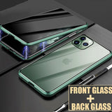 Magnetic Tempered Glass Privacy 360 Full Protection Metal Case for iPhone 11 Series