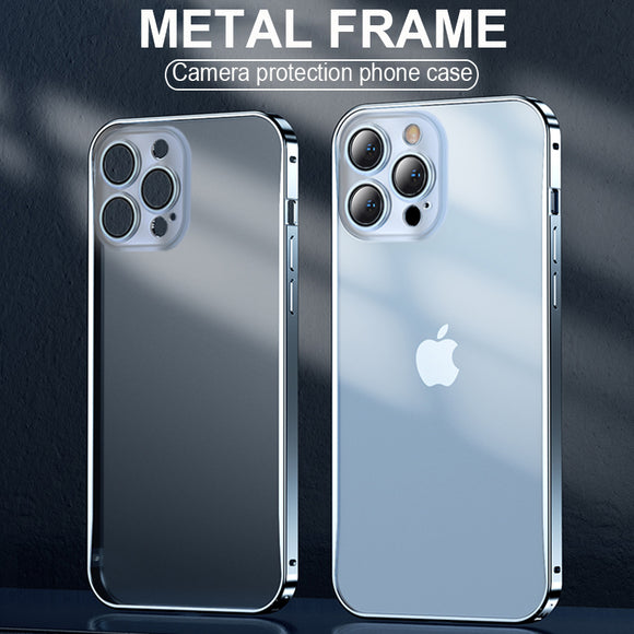 Luxury Metal Frame Transparent Matte Case For iPhone 13 12 11 Pro Max