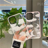 Cute Clouds Moon Thick Border Transparent Soft Cover Case For iphone 12 11 Series