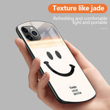 Luxury Cute Oval Smile Tempered Glass Phone Case For iPhone 12 11 Series