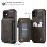 Luxury Retro Fashion Leather Zipper Wallet Flip Case For iPhone 13 Series