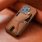 Carbon Fiber Leather Wallet Case for iPhone 13 12 11 Series