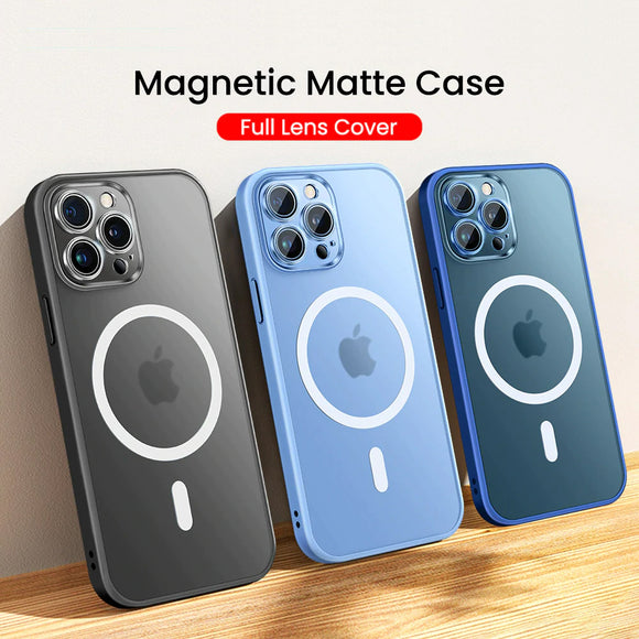 Magnetic Wireless Charger Full Lens Protection Matte Case For iPhone 13 12 Series