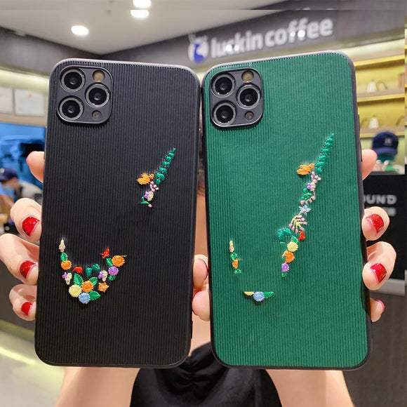Embroidery Pattern Silicone Sports Phone Case for iPhone 11 Series