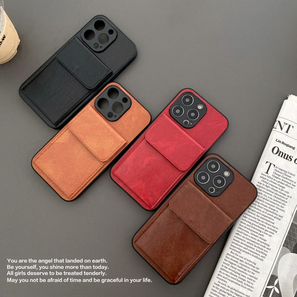 Retro Leather Wallet Card Holder Case For iPhone 13 12 11 Pro Max