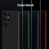 Carbon Fiber Texture Colorblock Case for Samsung Galaxy S22 Series