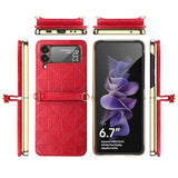 Diamond Texture Leather Case Crossbody Chain for Samsung Galaxy Z Flip 3