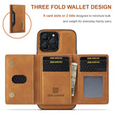 2 In 1 Detachable Magnetic Leather Wallet Case for iPhone 14 13 12 Series