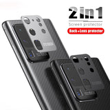 2 in 1 Carbon Fiber Camera Lens Protector for Samsung Galaxy S20 Series