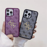 Luxurious Classical Leather Creativity Gold Letter Case For iPhone 14 13 12 series