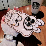 New Cartoon Rabbit Case With Makeup Mirror Holder For iPhone 14 13 12 series